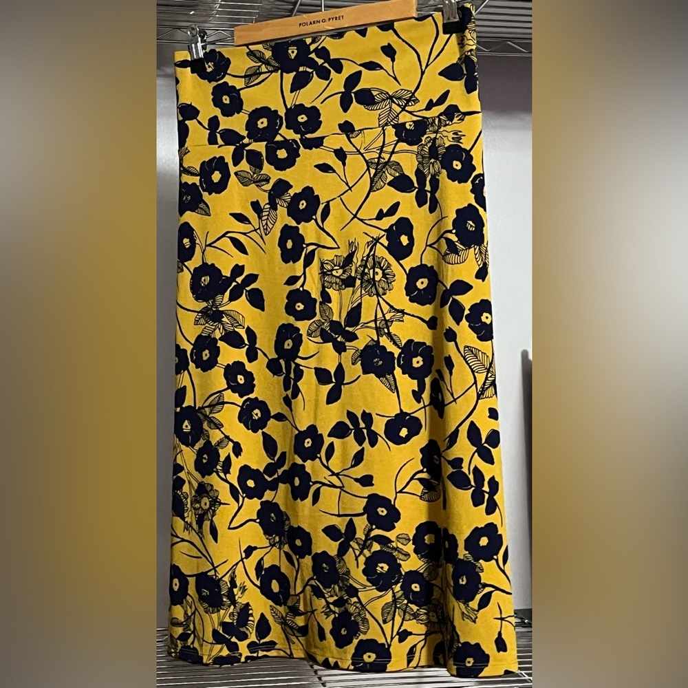 Floral A-Line Skirt in Yellow and Black